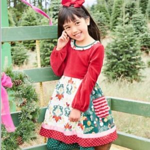 EUC Matilda Jane size 8 Christmas dress & tights